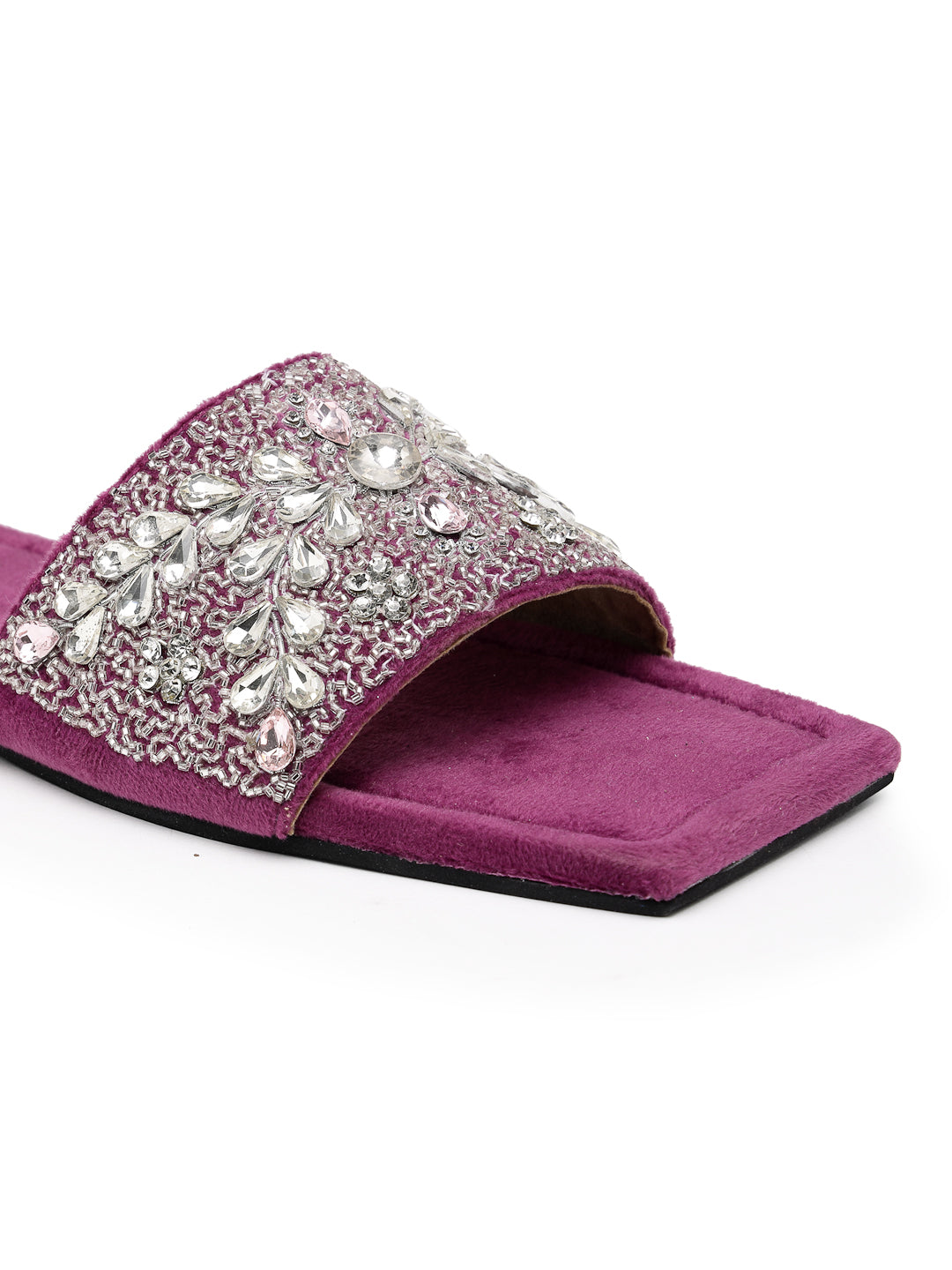 ELANBERG Wine Open Toe Slip-On Flats