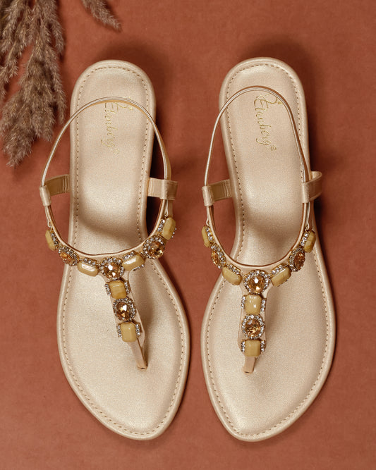 Elanberg Off-White Stone-Embellished Sandals