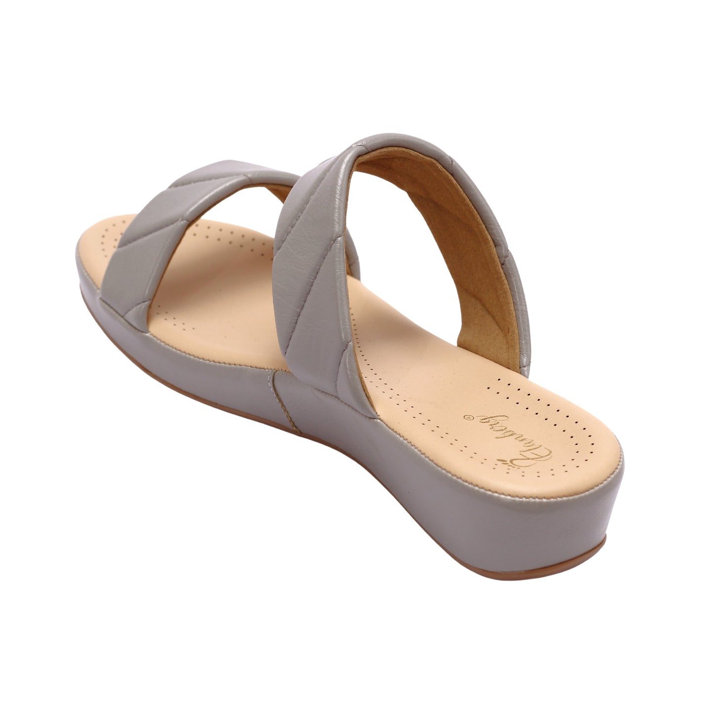 Elanberg Faux Leather Slip-On Grey Sandals