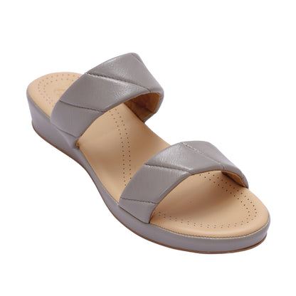 Elanberg Faux Leather Slip-On Grey Sandals