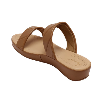 Elanberg Faux Leather Slip-On Brown Sandals