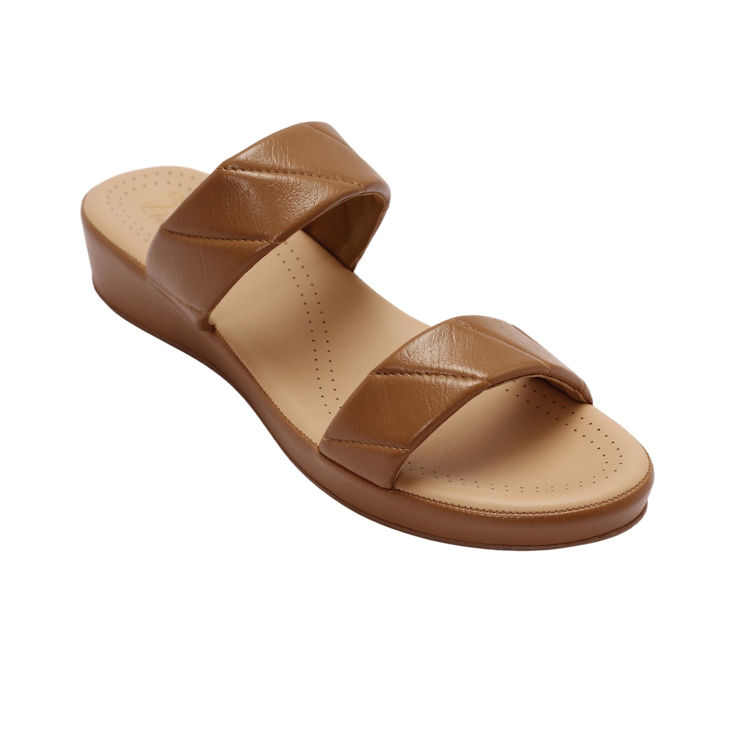 Elanberg Faux Leather Slip-On Brown Sandals