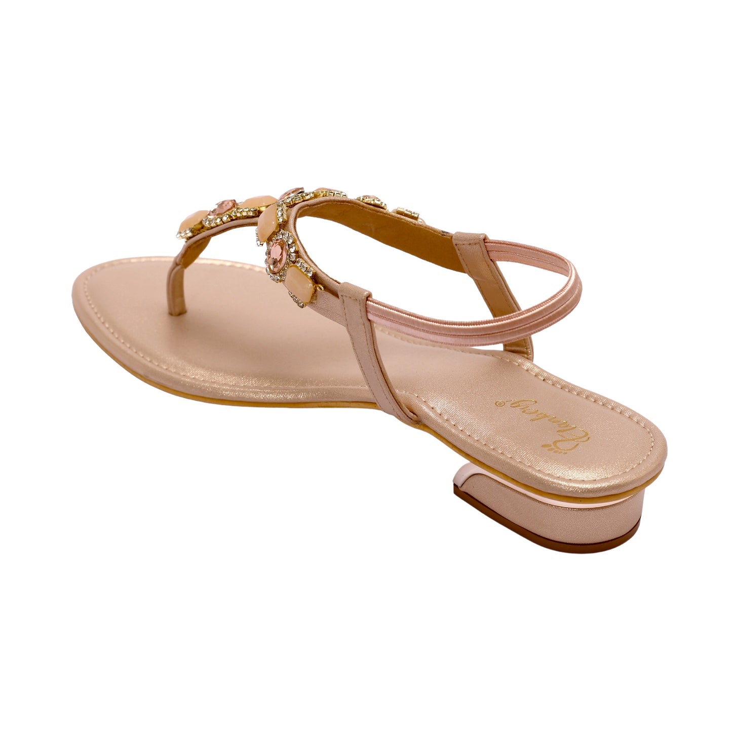 Elanberg Rose Gold Stone-Embellished Sandals