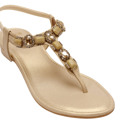 Elanberg Off-White Stone-Embellished Sandals