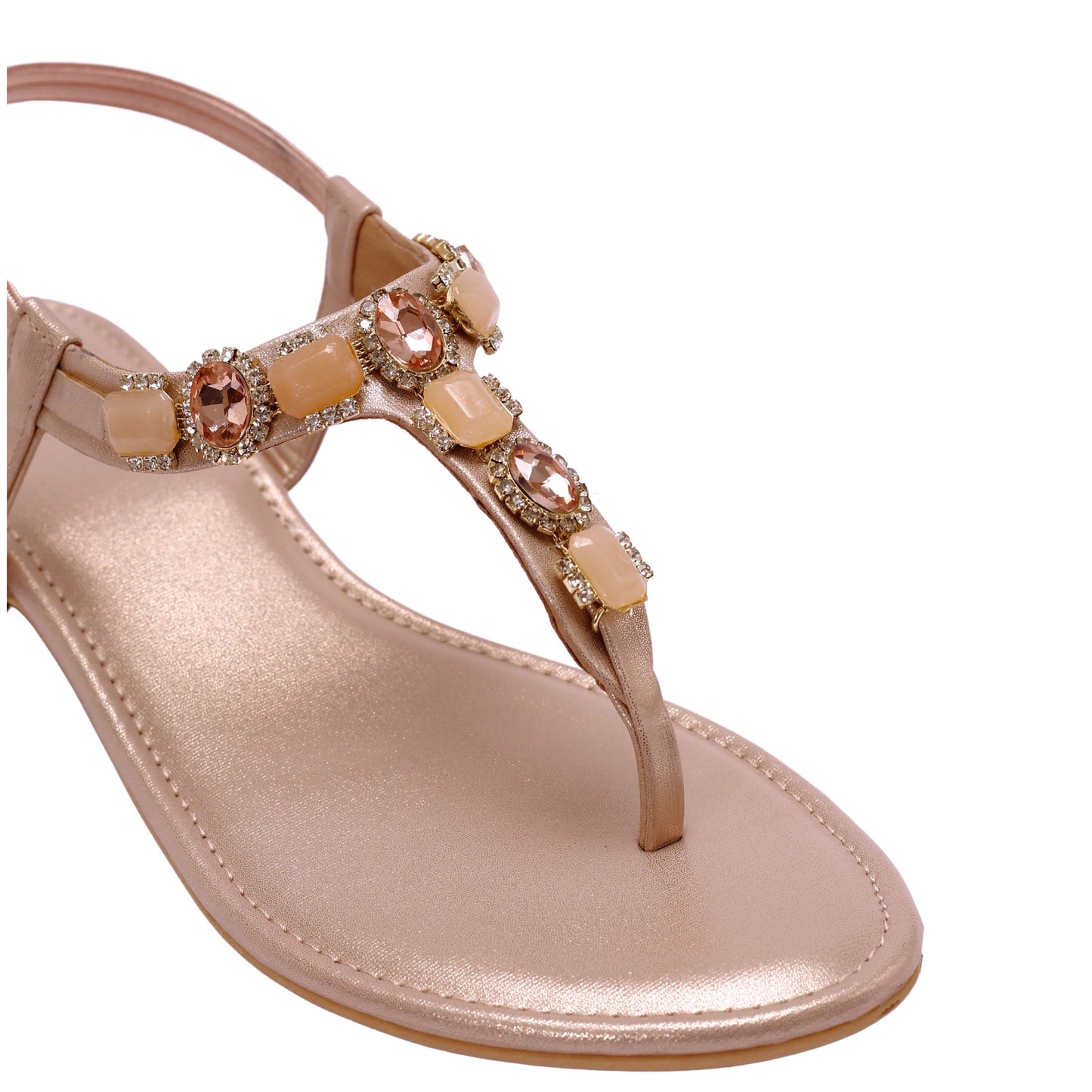 Elanberg Rose Gold Stone-Embellished Sandals