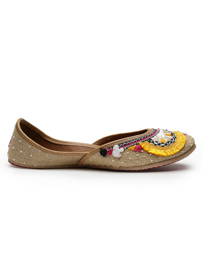 ELANBERG Brown Ethnic Slip-On Mojaris