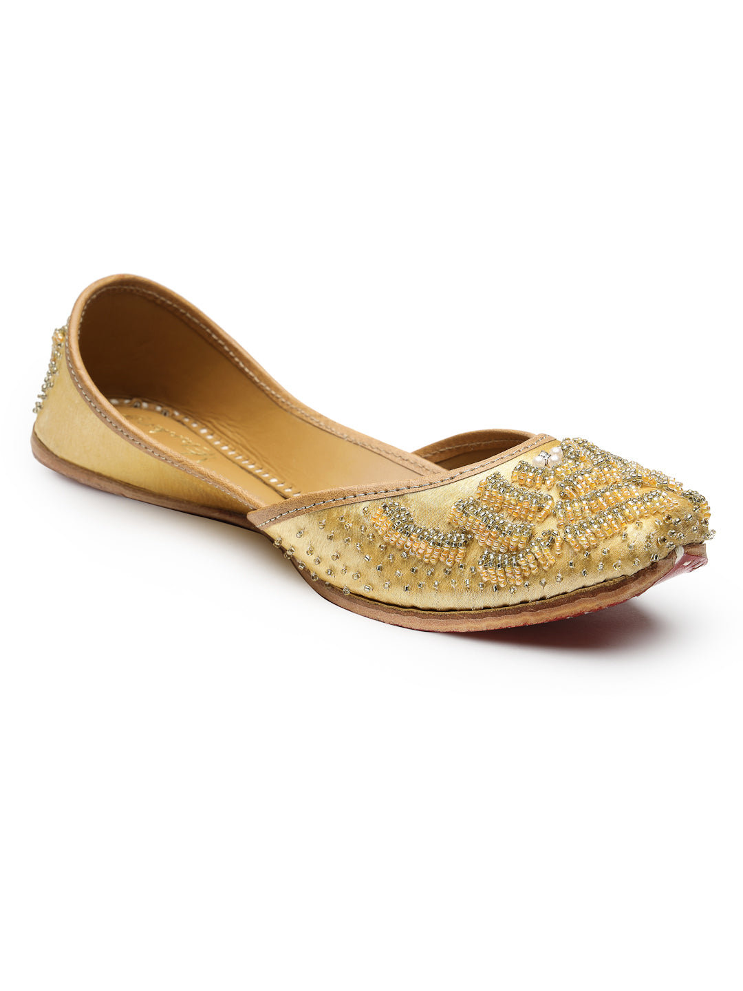 ELANBERG Gold Ethnic Slip-On Mojaris