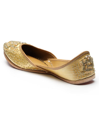 ELANBERG Gold Ethnic Slip-On Mojaris