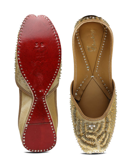 ELANBERG Gold Ethnic Slip-On Mojaris