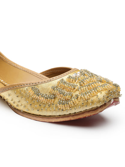 ELANBERG Gold Ethnic Slip-On Mojaris