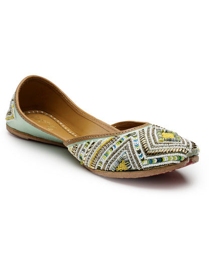 ELANBERG Teal Ethnic Slip-On Mojaris