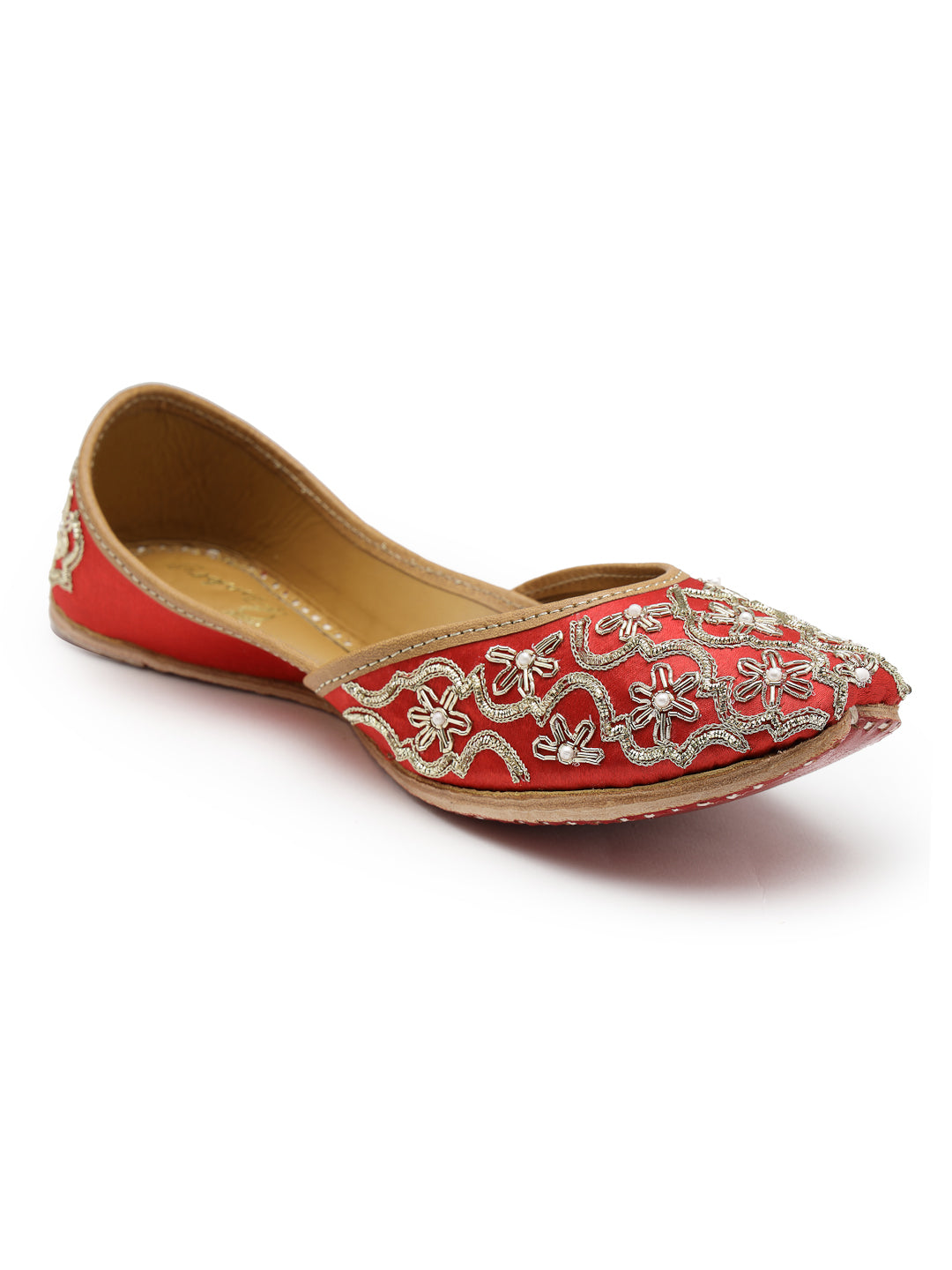 ELANBERG Red Ethnic Slip-On Mojaris