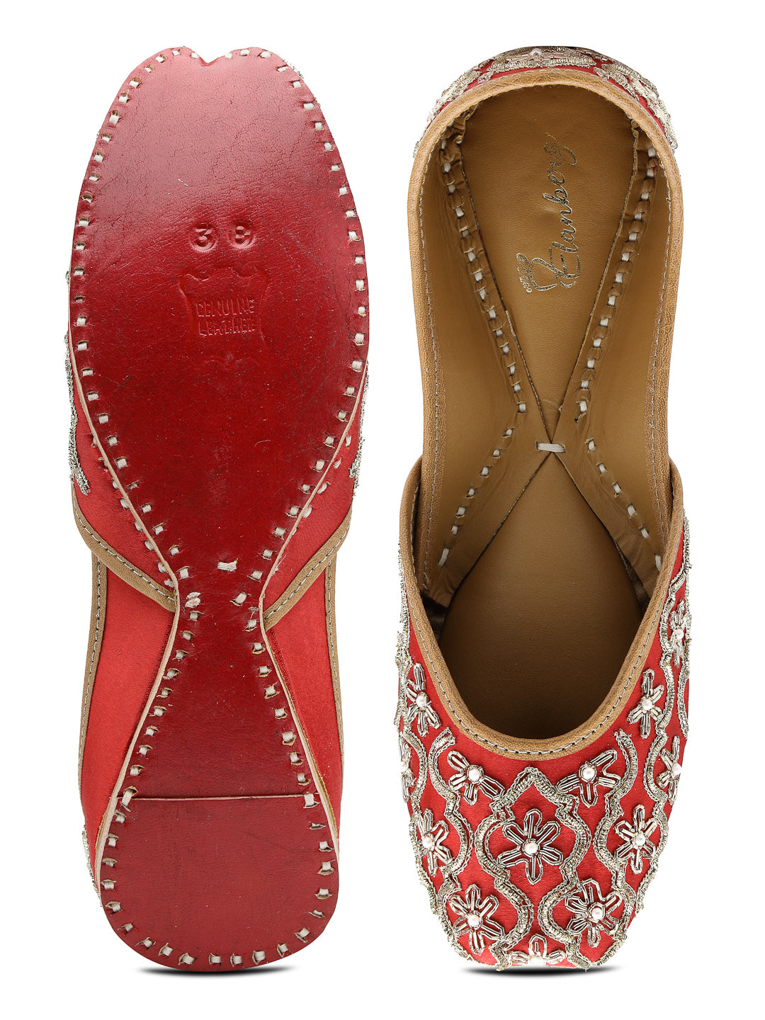 ELANBERG Red Ethnic Slip-On Mojaris