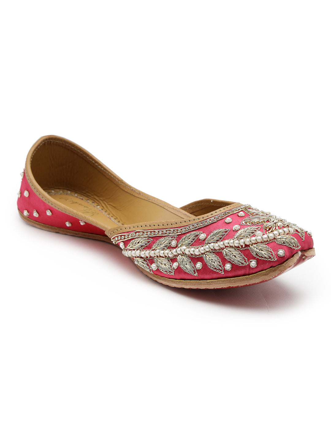 ELANBERG Pink Ethnic Slip-On Mojaris