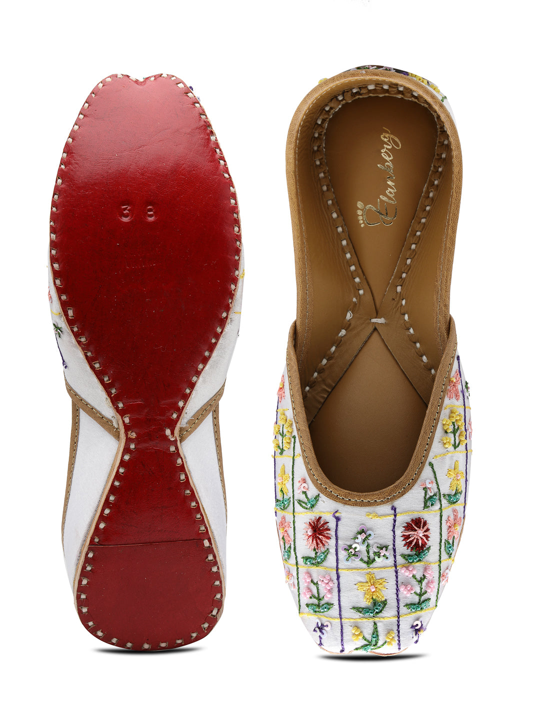 ELANBERG White Ethnic Slip-On Mojaris