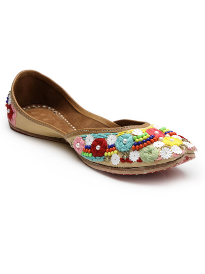 ELANBERG Beige Ethnic Slip-On Mojaris