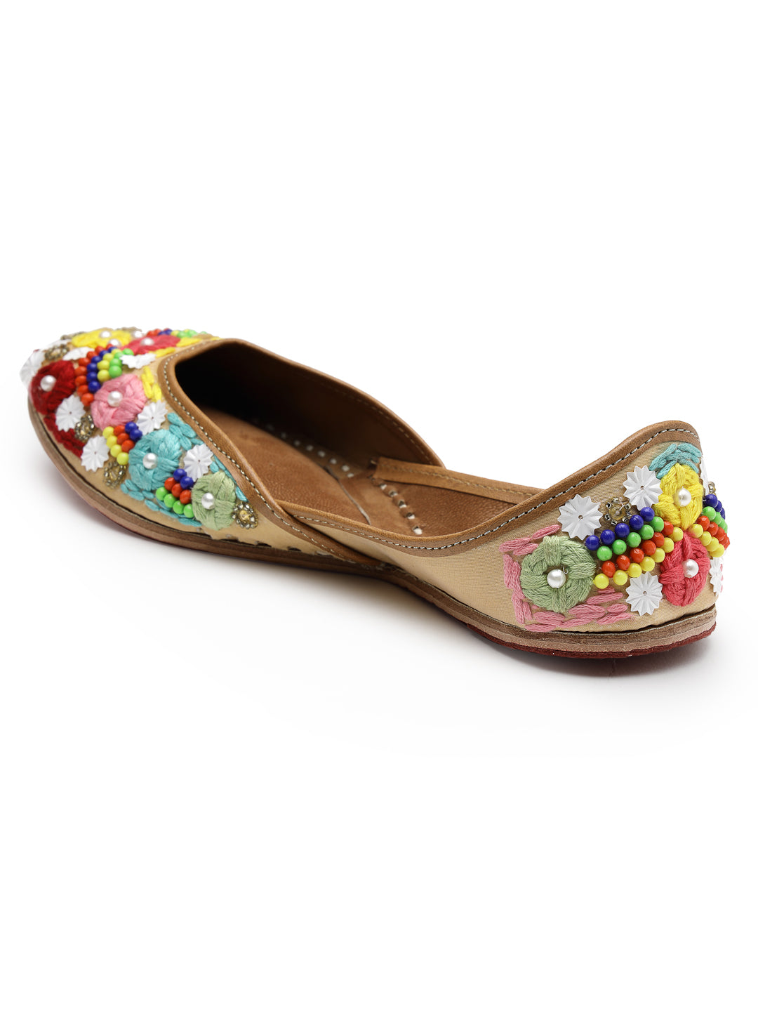 ELANBERG Beige Ethnic Slip-On Mojaris