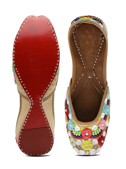 ELANBERG Beige Ethnic Slip-On Mojaris