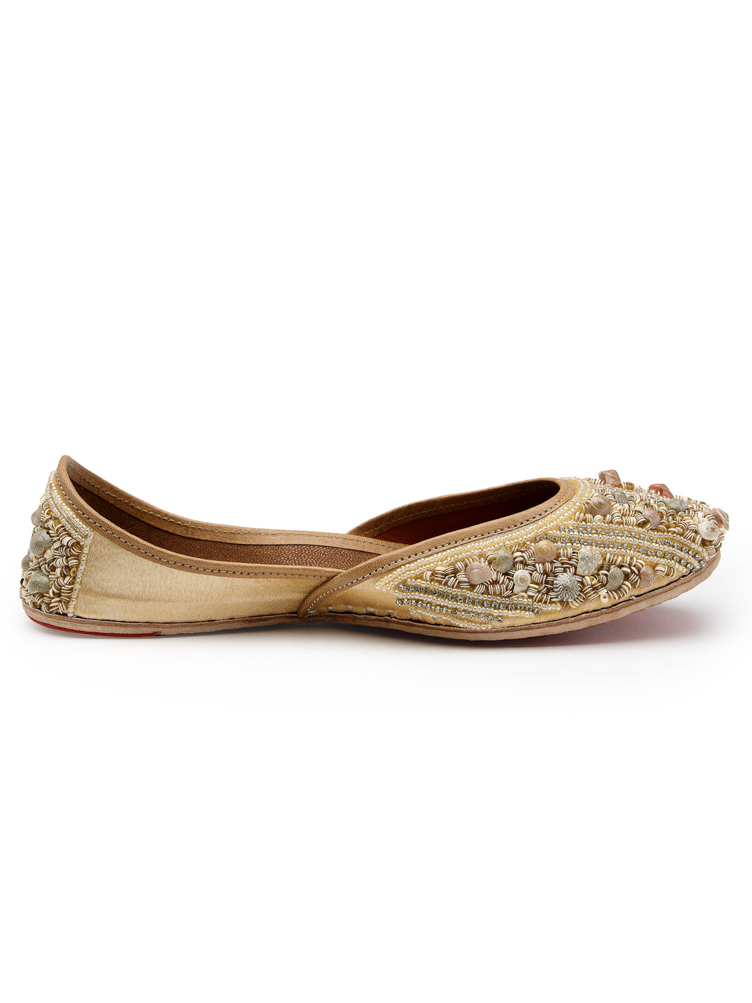 ELANBERG Gold Ethnic Slip-On Mojaris