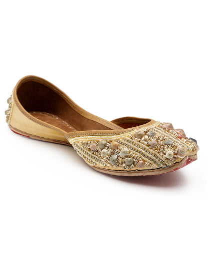 ELANBERG Gold Ethnic Slip-On Mojaris