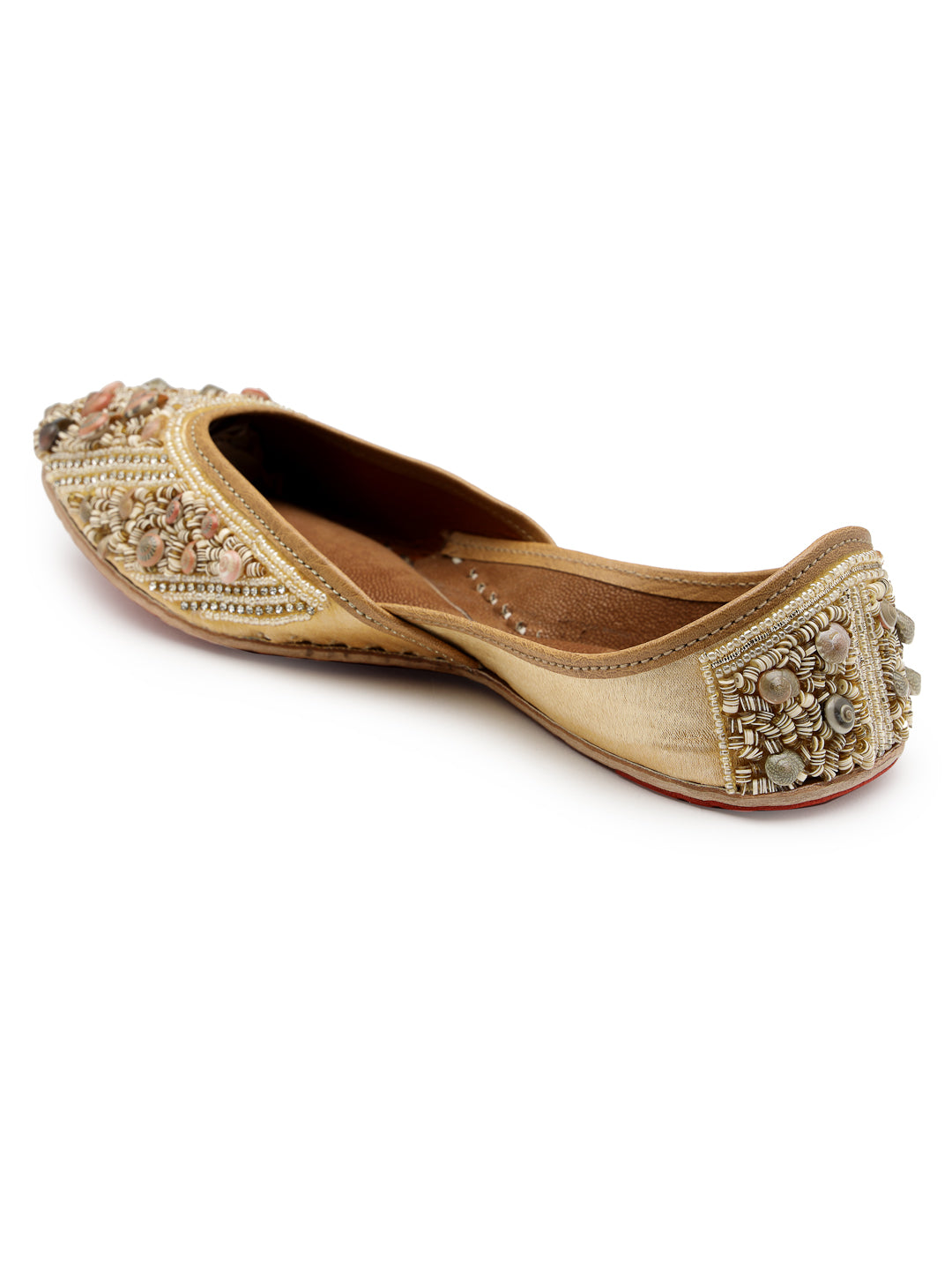 ELANBERG Gold Ethnic Slip-On Mojaris