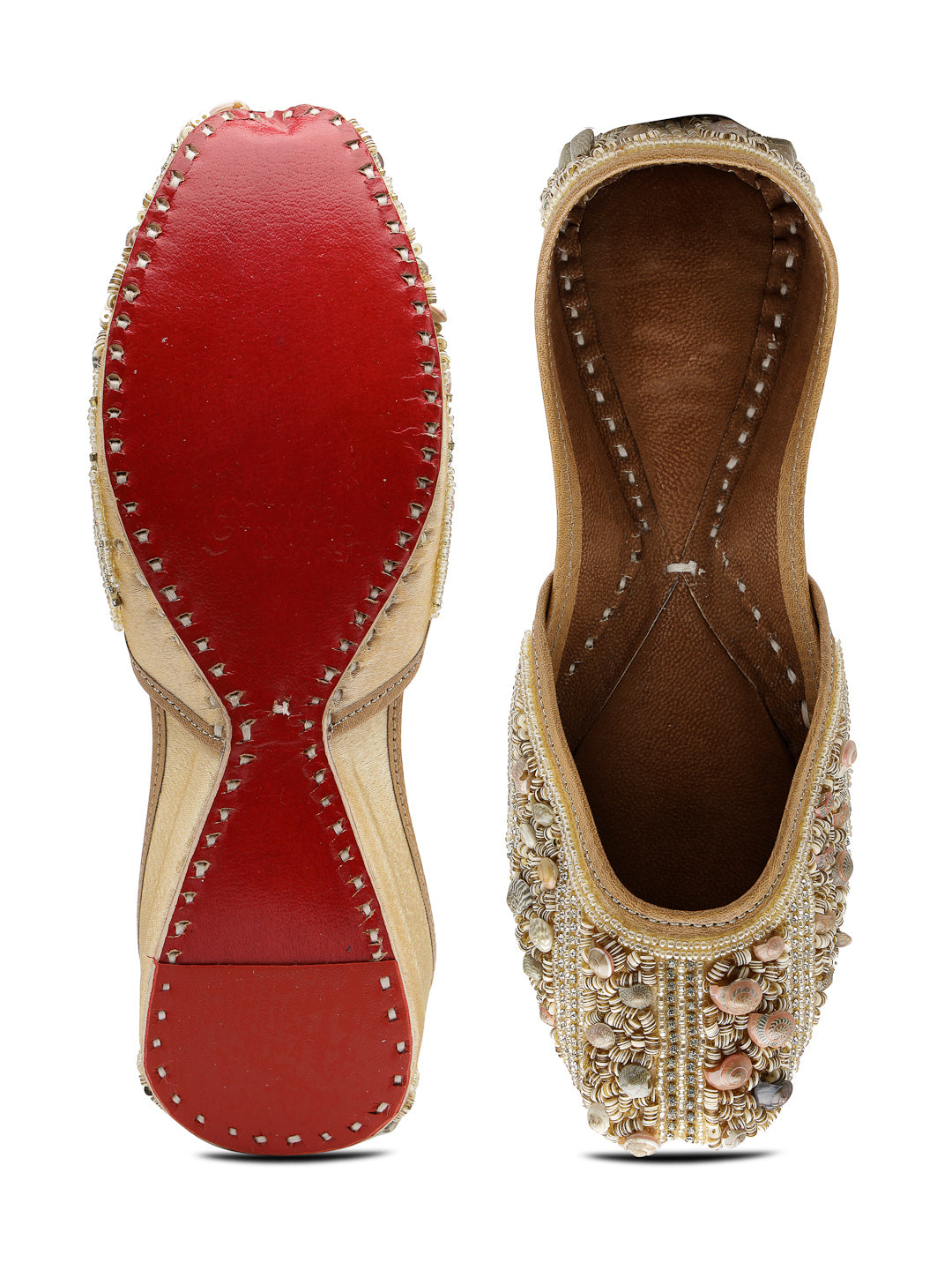 ELANBERG Gold Ethnic Slip-On Mojaris