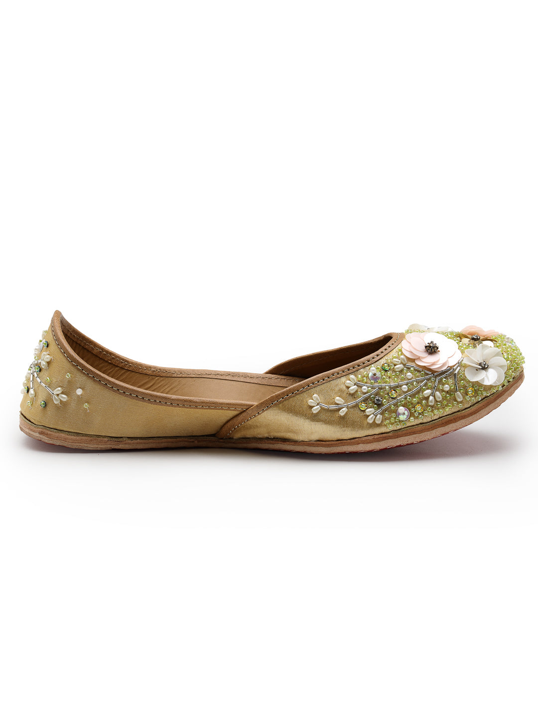 ELANBERG Gold Ethnic Slip-On Mojaris