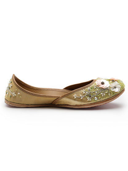 ELANBERG Gold Ethnic Slip-On Mojaris