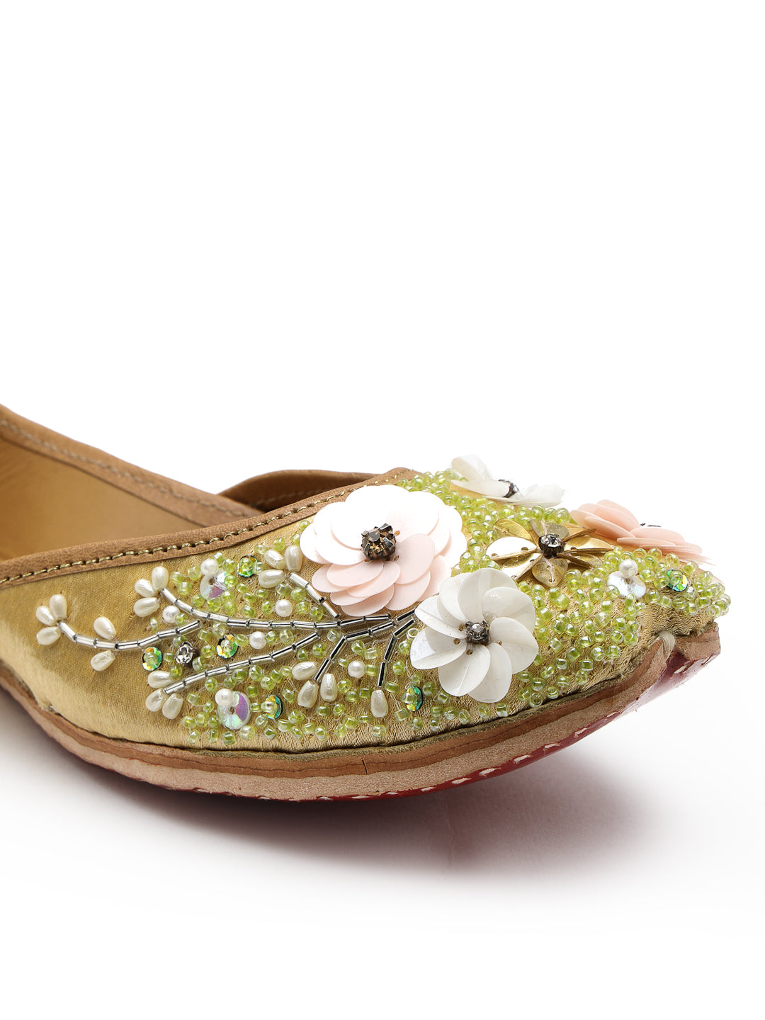 ELANBERG Gold Ethnic Slip-On Mojaris