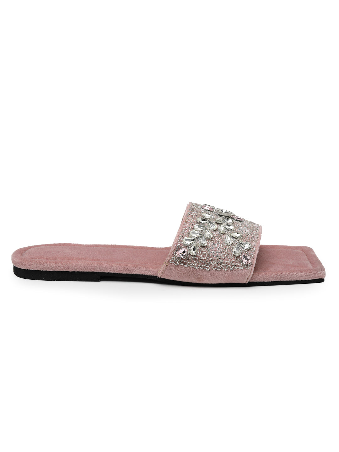 ELANBERG Pink Open Toe Slip-On Flats