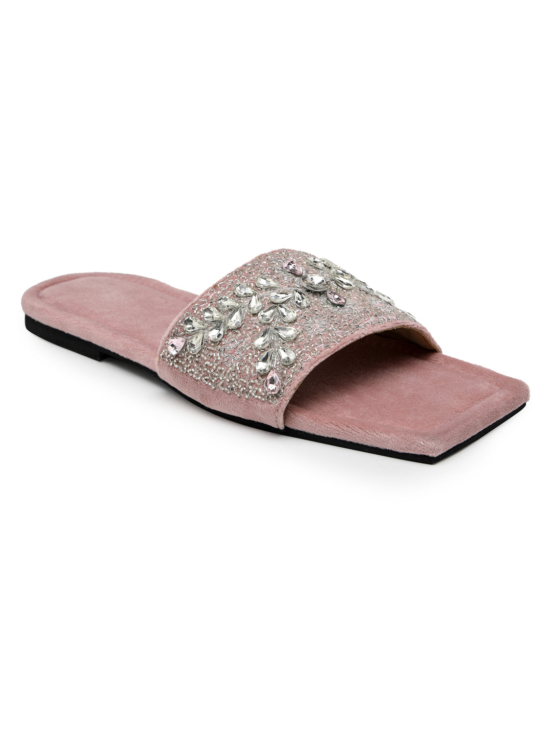 ELANBERG Pink Open Toe Slip-On Flats