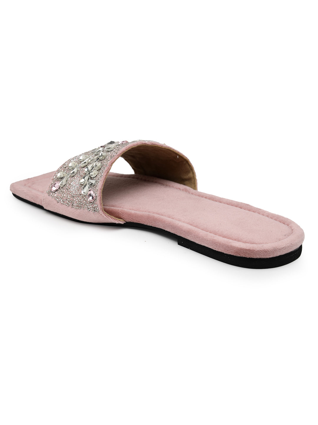 ELANBERG Pink Open Toe Slip-On Flats