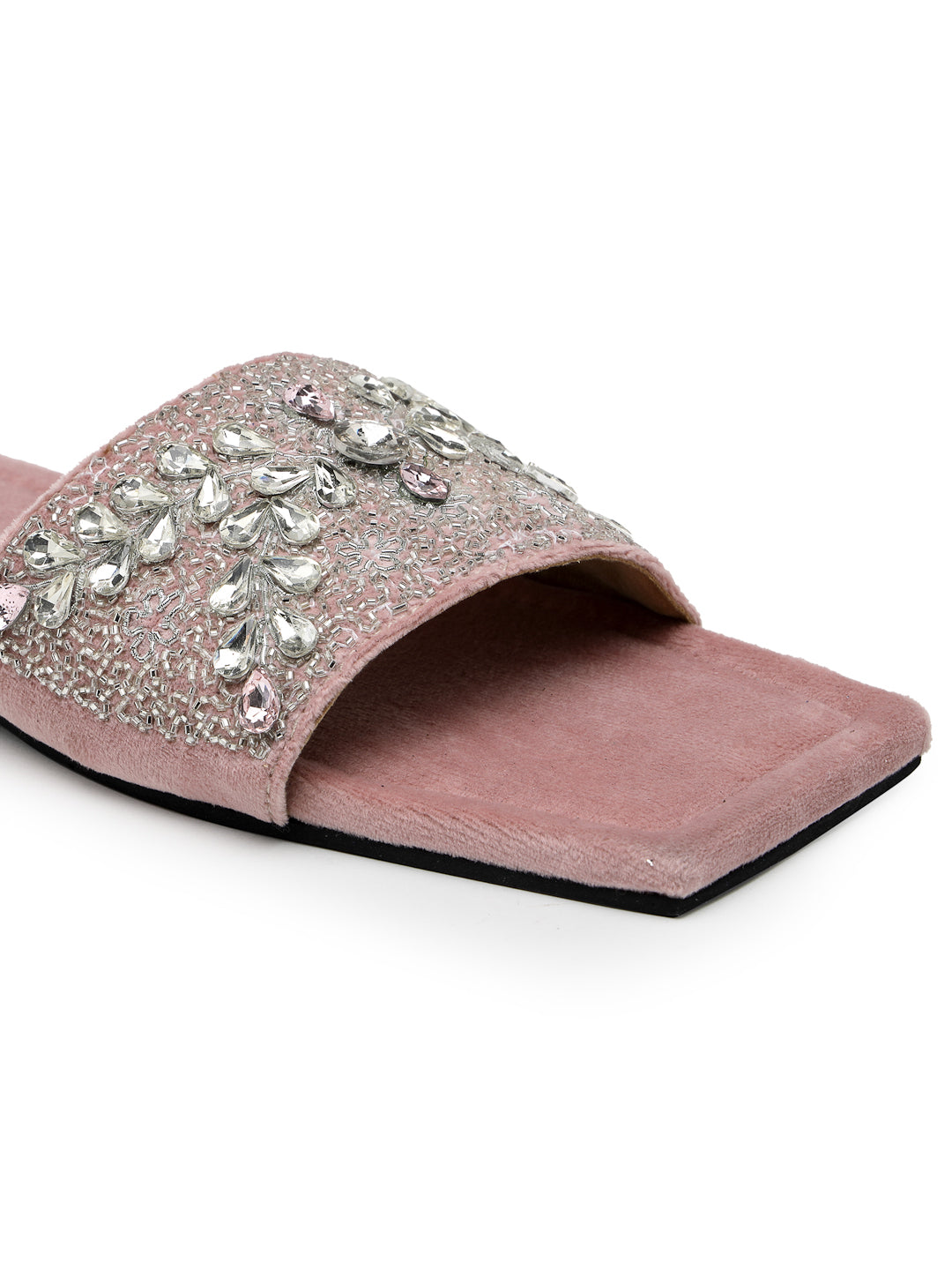 ELANBERG Pink Open Toe Slip-On Flats