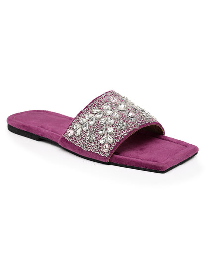 ELANBERG Wine Open Toe Slip-On Flats