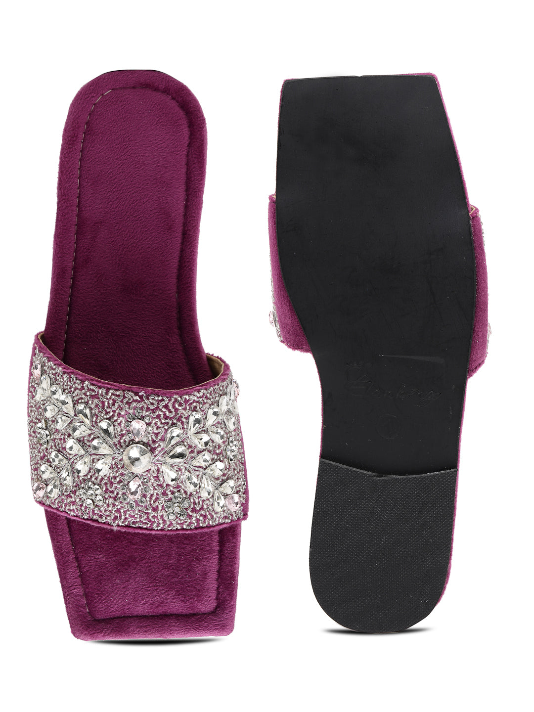 ELANBERG Wine Open Toe Slip-On Flats