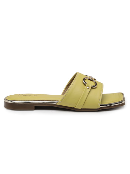 ELANBERG Yellow Open Toe Flats Slip-On Flats