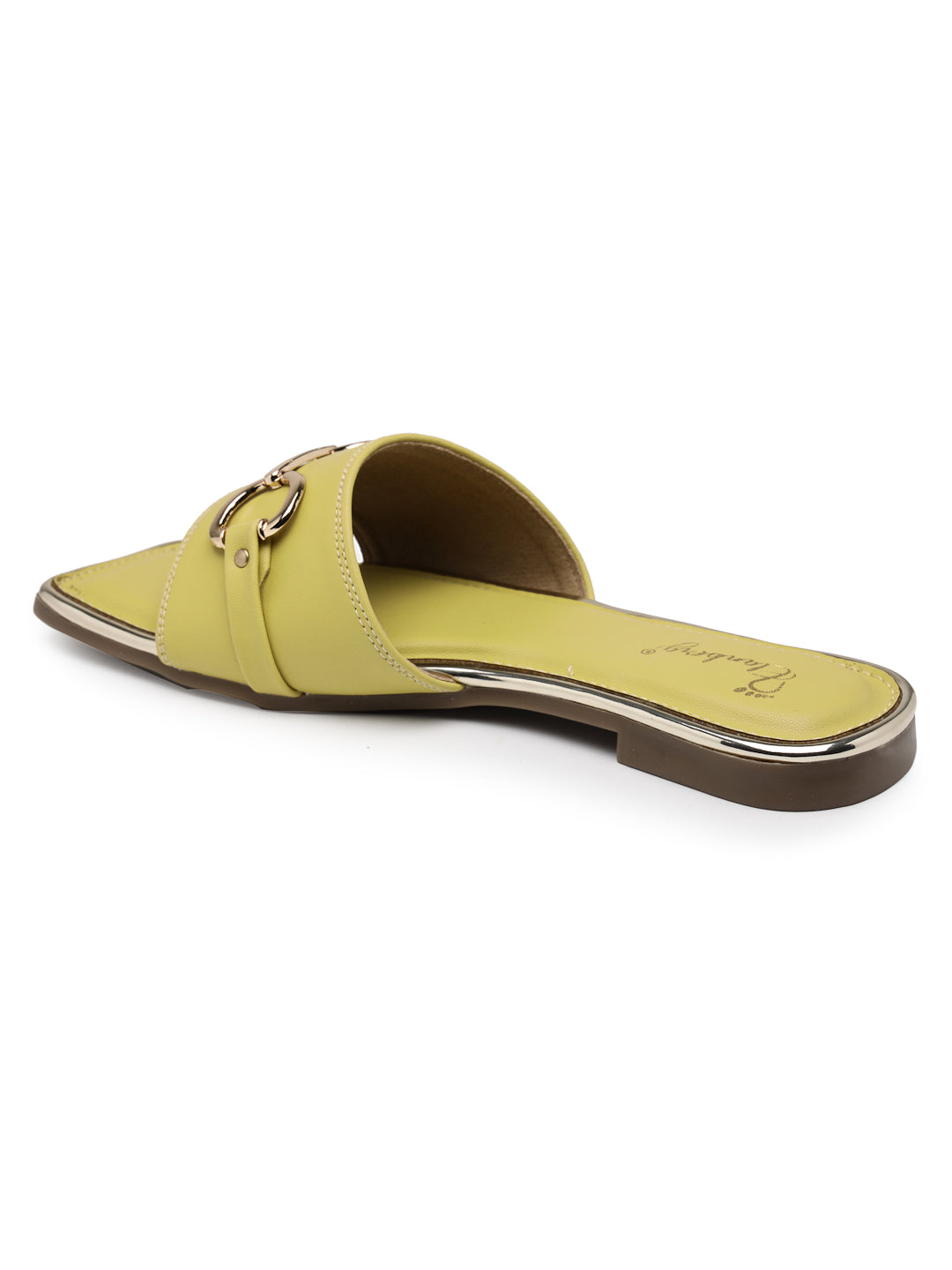 ELANBERG Yellow Open Toe Flats Slip-On Flats