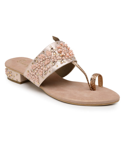 ELANBERG Pink T-Strap Slip-On Heels