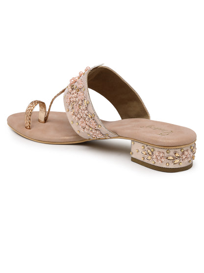 ELANBERG Pink T-Strap Slip-On Heels