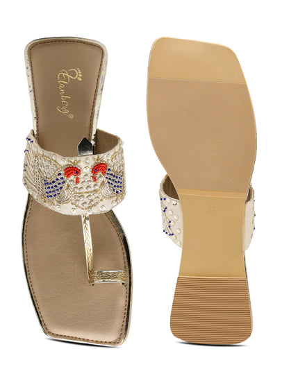 ELANBERG Multi T-Strap Flats Slip-On Flats