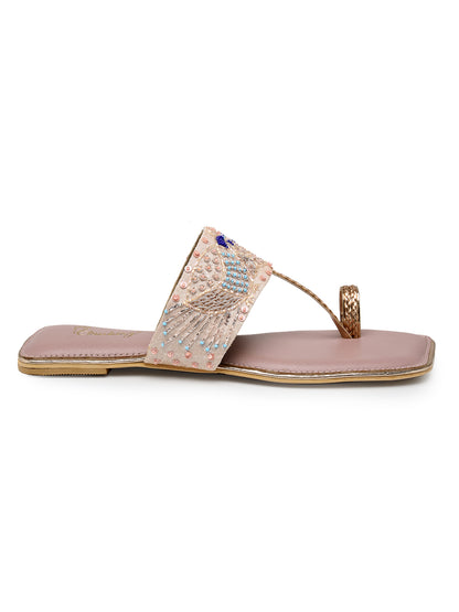 ELANBERG Multi T-Strap Flats Slip-On Flats