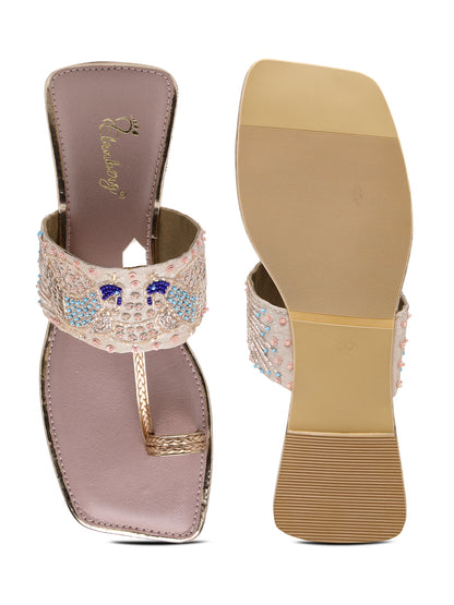 ELANBERG Multi T-Strap Flats Slip-On Flats