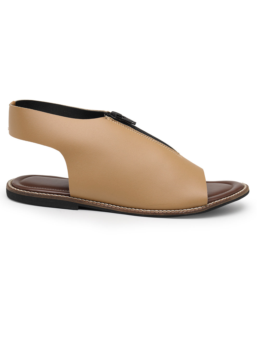 ELANBERG Tan  Mules Backstrap Flats