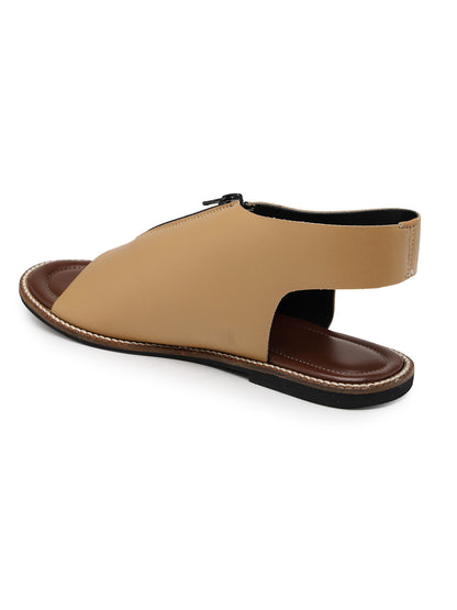 ELANBERG Tan  Mules Backstrap Flats