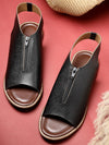 ELANBERG black Mules Backstrap Flats