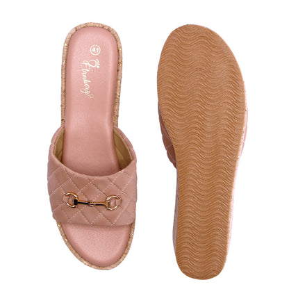 Elanberg Faux Leather Slip-on Pink Heels