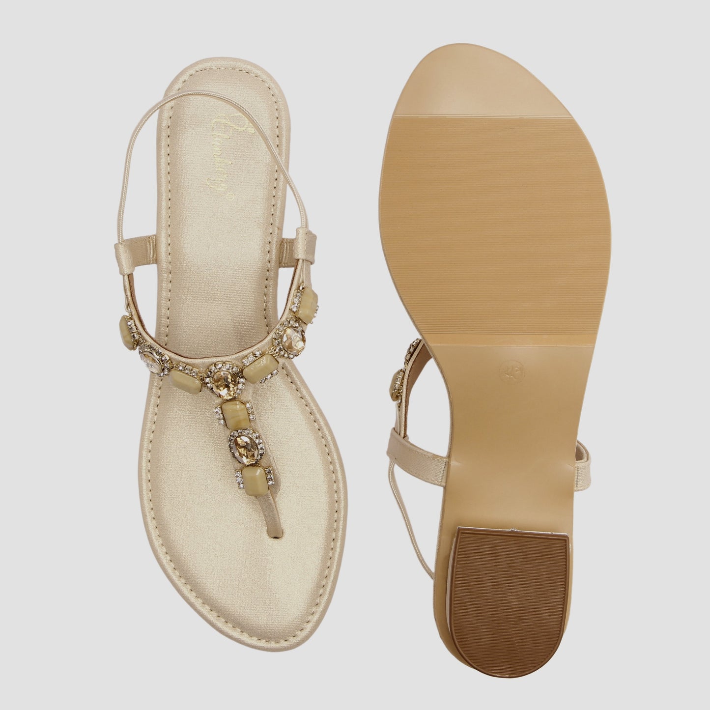 Elanberg Off-White Stone-Embellished Sandals