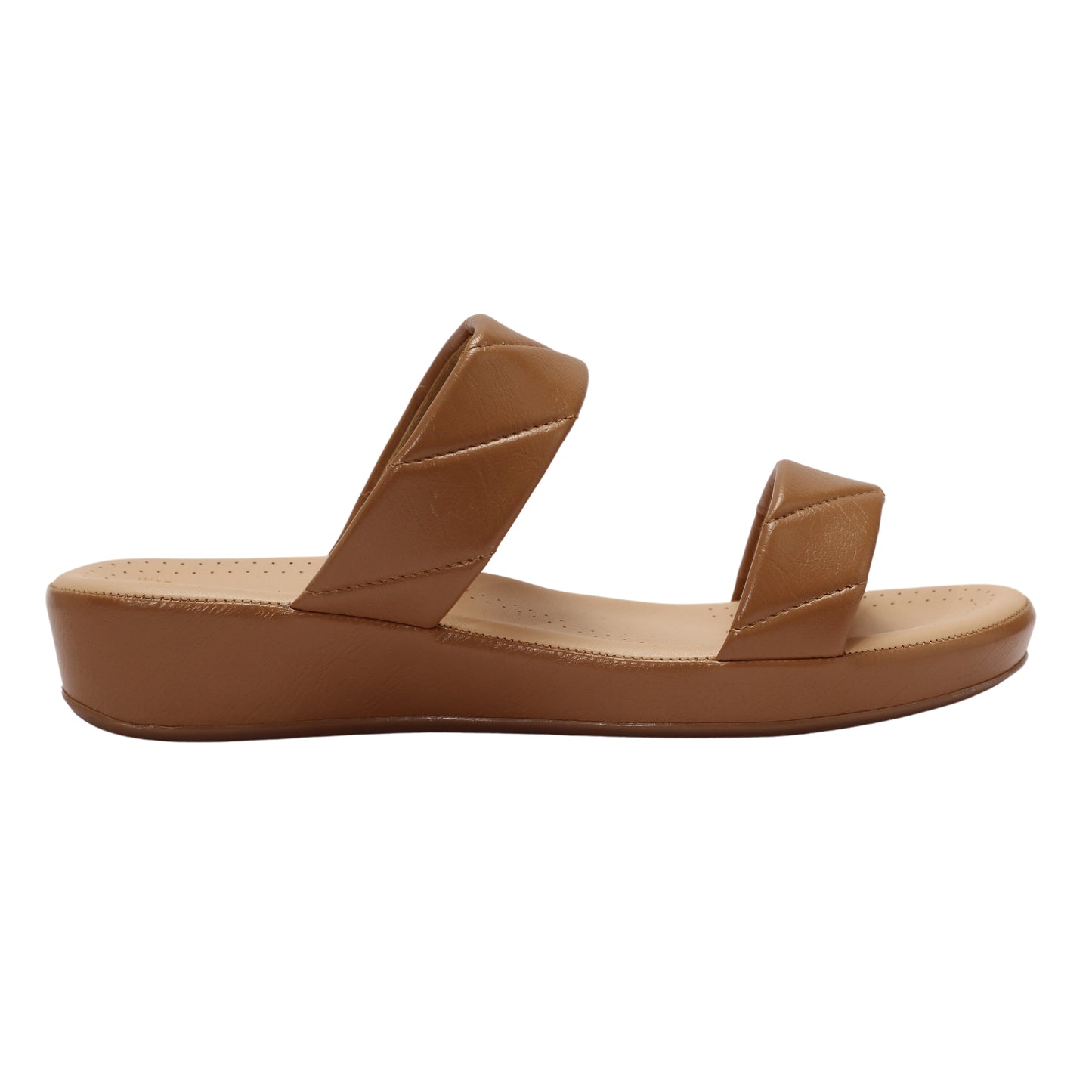 Elanberg Faux Leather Slip-On Brown Sandals