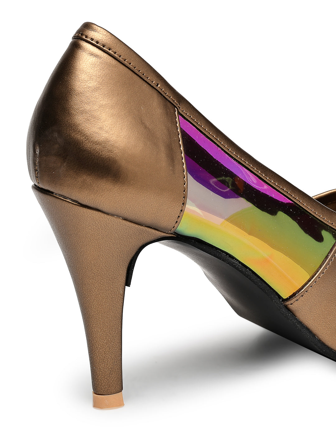 Gold Metallic Pumps with Iridescent Heel Panels