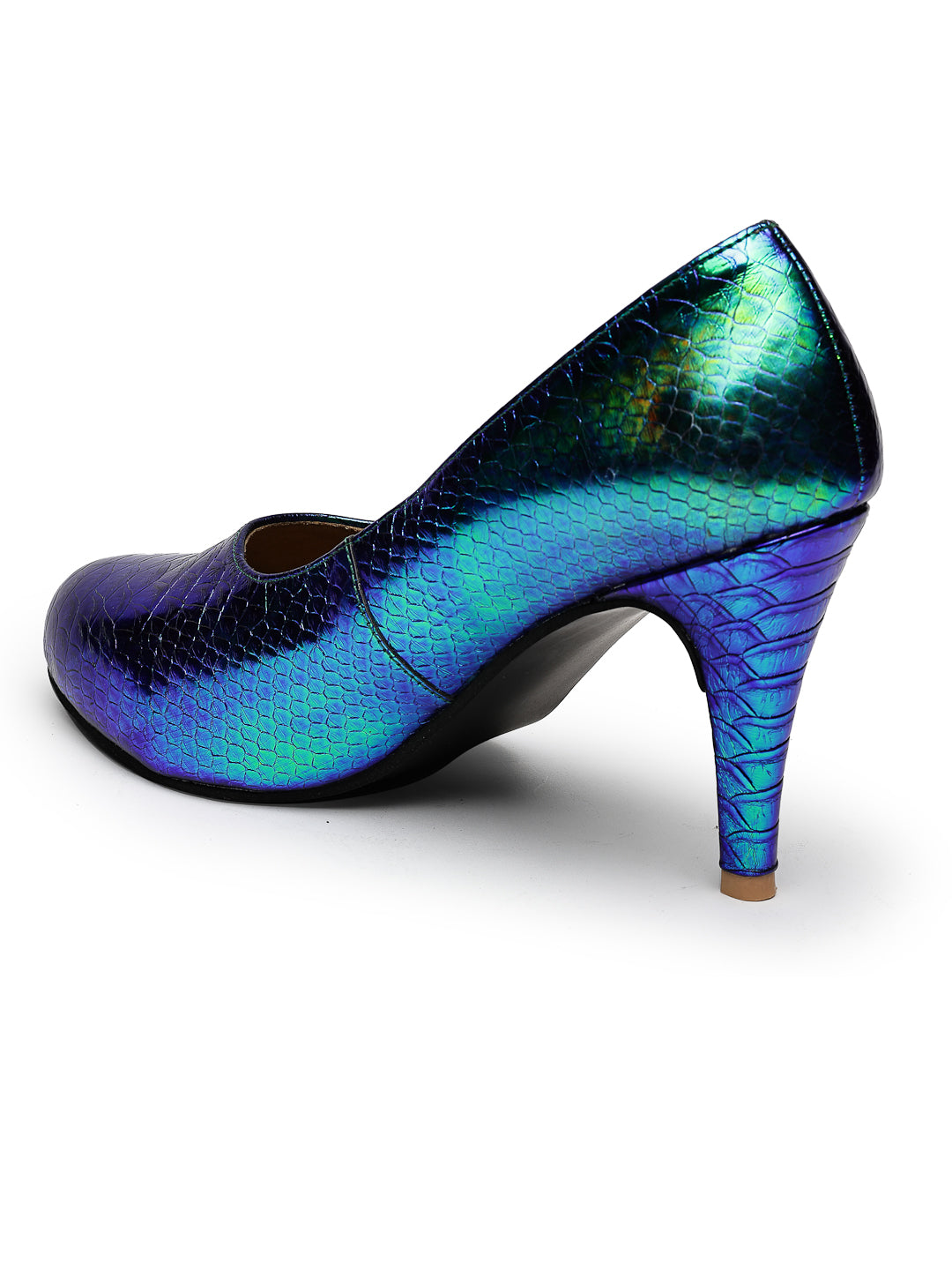 Metallic Pumps with Iridescent Finish Heels